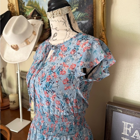 Gypsies & Moondust Blue Ruffled Smocked Sundress - Picture 6 of 9